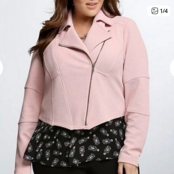 torrid Jackets & Blazers - Torrid Light Pink Textured Moto Blazer